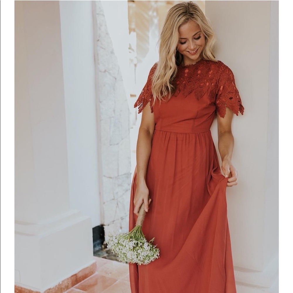 Red lace dress